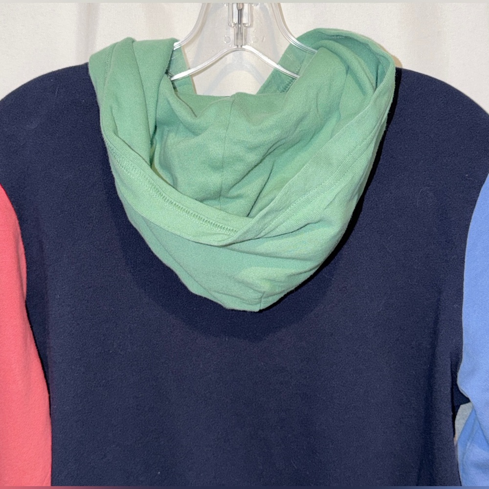 Polo Ralph Lauren Hoodie Colorblock Blue Gray Yellow Pullover Sweatshirt L 14 16 - Picture 11 of 13